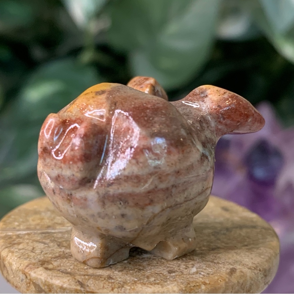 Red Soapstone Carved Pig Figurine Miniature Stone Farm Animal Carving Mini Swine - Picture 8 of 15
